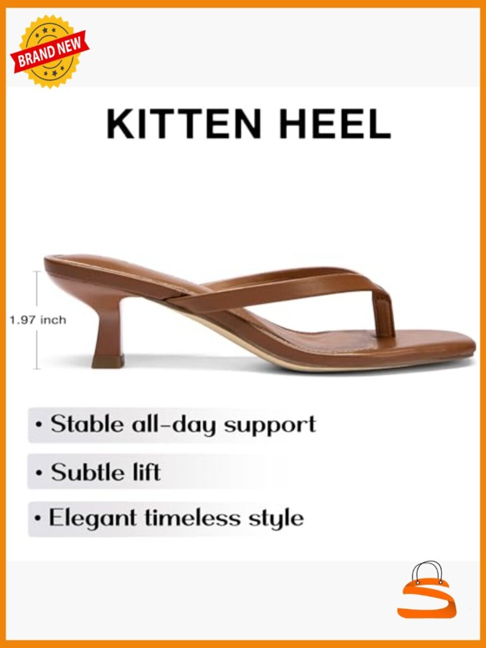 Kitten Heel Sandals Square Open Toe Slip On Heels 2 Inch - Picture 5 of 7